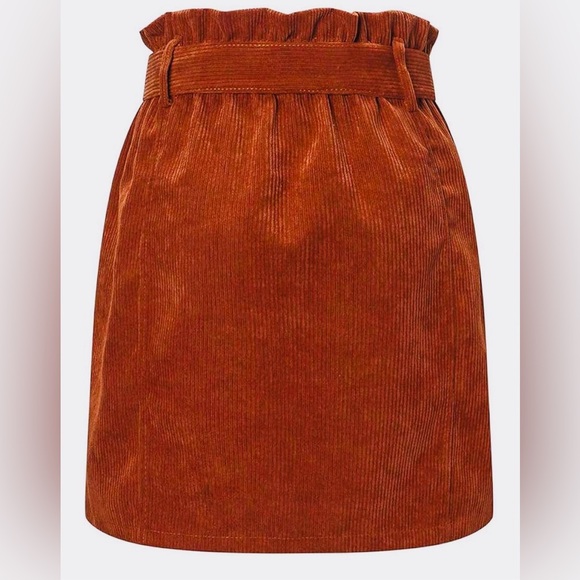 Susupeng Woman’s High Waisted Elastic Belted Corduroy Mini Skirt NWOT Size M - Picture 5 of 8